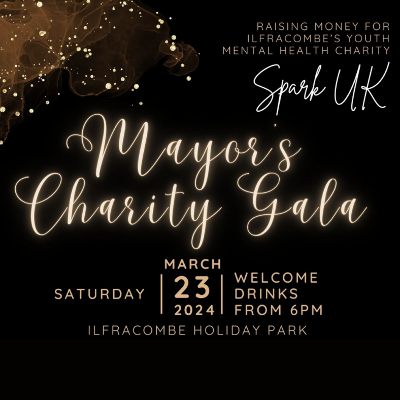 Featured Image for Mayor's Charity Gala featuring the dates and timings for the gala in gold on a black background