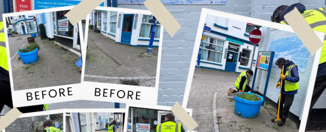Image of Ilfracombe Town Council Fore Street Before and During Clean up