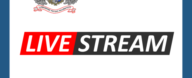 Image is promoting the live streaming of the Town Council meeting on 11th NOvember 2024 and includes the ITC logo plus the wording Live Stream