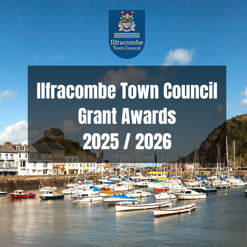 Image of Ilfracombe Harbour with wording ITC Grant Awards 2025 - 2026