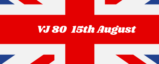 Union Flag with overlaid with text that reads VJ 80 15th August