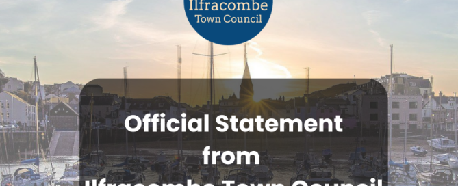 Text Official Statement from Ilfracombe Town Council over picture of Ilfracombe harbour